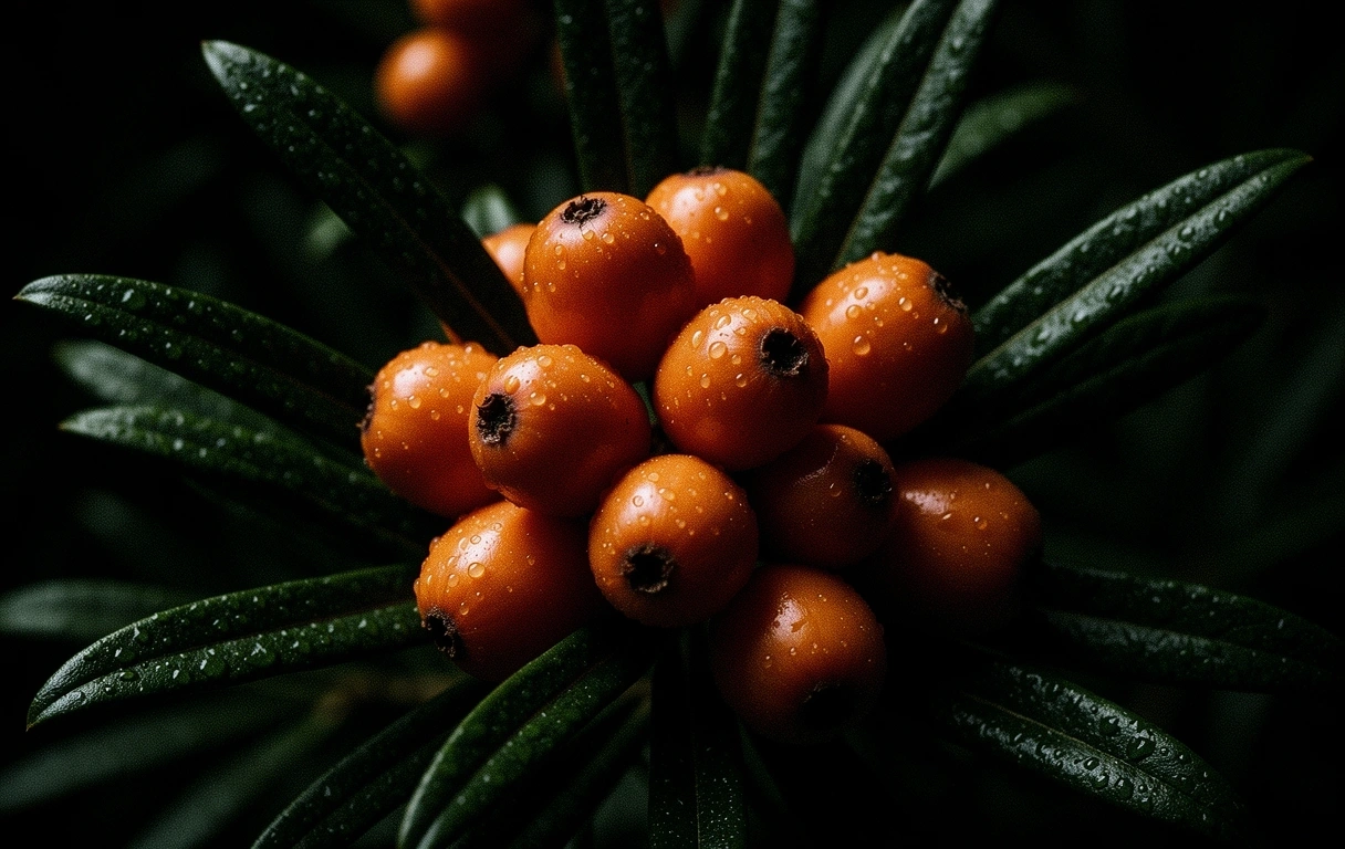 Detailní záběr na rakytník